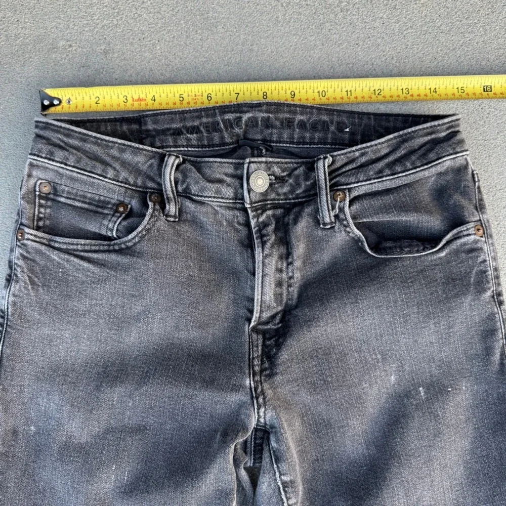 American Eagle Slim Straight Jeans Mens 31x32 Washed Black Denim Pants